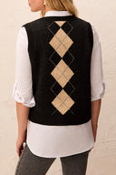 Tribal Ladies Black Sweater Vest w/Buttons