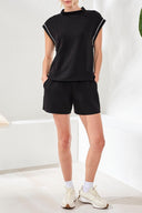 Tribal Ladies Black TechnoLux Mock Neck Top w/Contrast Piping