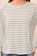 Tribal Ladies Blue Fog Crew Neck LS Top w/Inserts