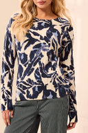 Tribal Ladies Blue Fog Crew Neck Sweater
