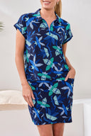 Tribal Ladies Blue Surf Dolman Polo Top