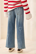 Tribal Ladies Blueheart Sophia Curvy Printed Super Straight Ankle Jean