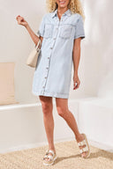 Tribal Ladies Bondi Beach Denim Shirt Dress w/Pockets