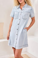Tribal Ladies Bondi Beach Denim Shirt Dress w/Pockets
