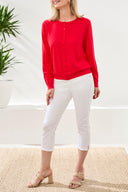 Tribal Ladies Button Down Front Pointelle Rogue Cardi