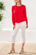 Tribal Ladies Button Down Front Pointelle Rogue Cardi