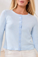 Tribal Ladies Button Front Hydrangea Knit Long Sleeve Top