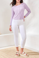 Tribal Ladies Button Front Lavender Knit Long Sleeve Top