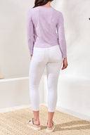 Tribal Ladies Button Front Lavender Knit Long Sleeve Top