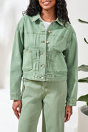 Tribal Ladies Button Front Stretch Denim Moss Jacket