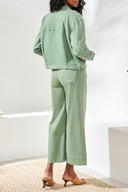 Tribal Ladies Button Front Stretch Denim Moss Jacket