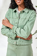Tribal Ladies Button Front Stretch Denim Moss Jacket