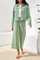 Tribal Ladies Button Front Stretch Denim Moss Jacket