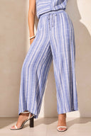 Tribal Ladies Calypso Blue Pull On Flowy Crop Pant w/Pockets