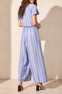 Tribal Ladies Calypso Blue Pull On Flowy Crop Pant w/Pockets