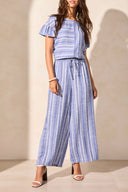 Tribal Ladies Calypso Blue Pull On Flowy Crop Pant w/Pockets