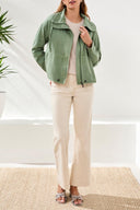 Tribal Ladies Moss Button Front Jacket w/Drawstring Collar
