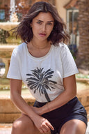 Tribal Ladies Canvas Crew Neck Top w/Palm Print