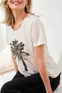 Tribal Ladies Canvas Crew Neck Top w/Palm Print