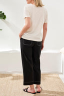 Tribal Ladies Canvas Crew Neck Top w/Palm Print