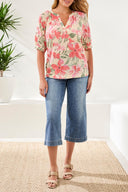 Tribal Ladies Canvas Elbow Sleeve Henley Top