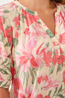 Tribal Ladies Canvas Elbow Sleeve Henley Top