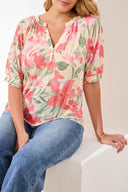 Tribal Ladies Canvas Elbow Sleeve Henley Top