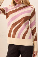 Tribal Ladies Chantily Mock Neck Jaquard Sweater w/Slits