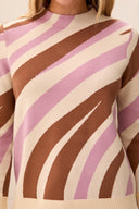 Tribal Ladies Chantily Mock Neck Jaquard Sweater w/Slits