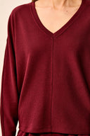 Tribal Ladies Cherry Lacquer Dolman V-Neck LS Top