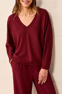Tribal Ladies Cherry Lacquer Dolman V-Neck LS Top