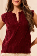 Tribal Ladies Cherry Lacquer Split Crew Neck Sweater Vest