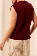 Tribal Ladies Cherry Lacquer Split Crew Neck Sweater Vest