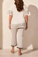 Tribal Ladies Coco Black Size Inclusive Boat Neck Top w/Contrast Stitch Detail
