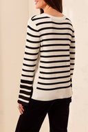 Tribal Ladies Crew Neck Black Stripe Sweater