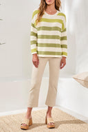 Tribal Ladies Crewneck Drop Shoulder Kiwizest 3/4 Sweater