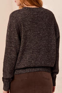 Tribal Ladies Crewneck High Low H Black Sweater
