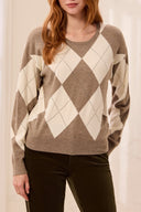 Tribal Ladies Crewneck Oatmeal Sweater w/Stud Detail