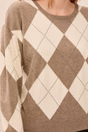 Tribal Ladies Crewneck Oatmeal Sweater w/Stud Detail