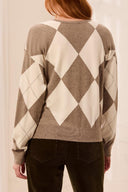 Tribal Ladies Crewneck Oatmeal Sweater w/Stud Detail