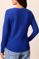 Tribal Ladies Electric Blue Waffle Henley Top w/Buttons