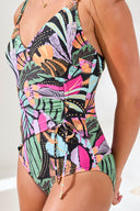 Tribal Ladies Flatten It Wrap Front Tropical One Piece Swimsuit