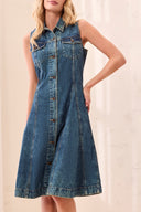 Tribal Ladies Flowy Fountain Denim Dress w/Inserts & Pockets