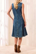 Tribal Ladies Flowy Fountain Denim Dress w/Inserts & Pockets
