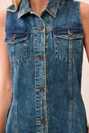 Tribal Ladies Flowy Fountain Denim Dress w/Inserts & Pockets