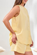 Tribal Ladies Flowy Sleeveless Button Front Lemongrass Blouse
