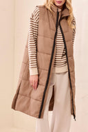 Tribal Ladies Fossil Zip Front Quilted Long Vest