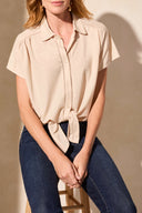 Tribal Ladies French Oak SS Top w/Buttons & Tie Front