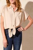 Tribal Ladies French Oak SS Top w/Buttons & Tie Front