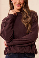 Tribal Ladies Garment Dye Saddle Brown Bubble Sweatshirt
